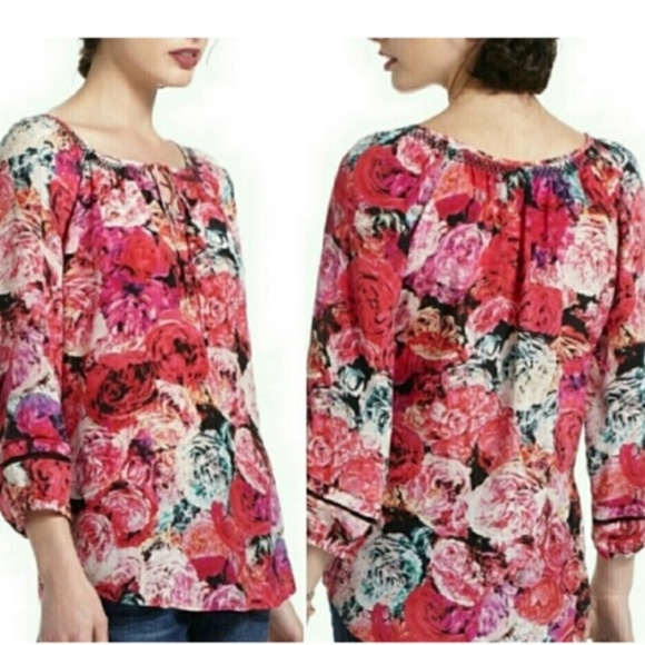 Anthropologie Vanessa Virginia Floral Peasant Top